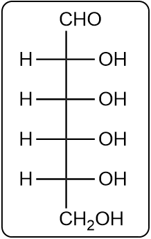Fischer projection of an enantiomer of D-mannose.