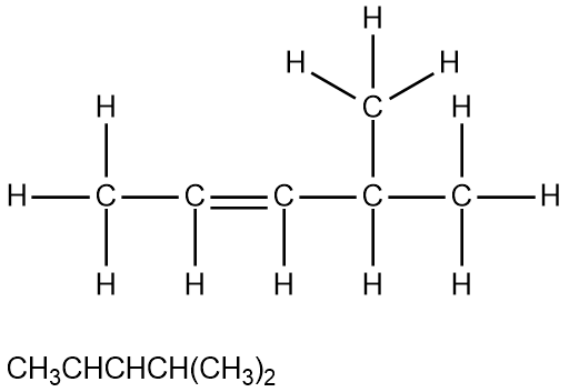 Condensed structural formula of the organic compound with another branch arrangement.