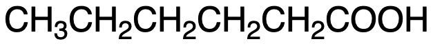 Chemical structure of hexanoic acid, a carboxylic acid molecule.