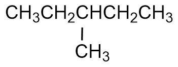 Skeletal structure of a branched alkane with a methyl group attached.