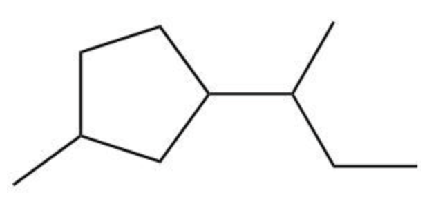 Structural formula of a cyclopentane ring with a propyl group and a methyl group attached.