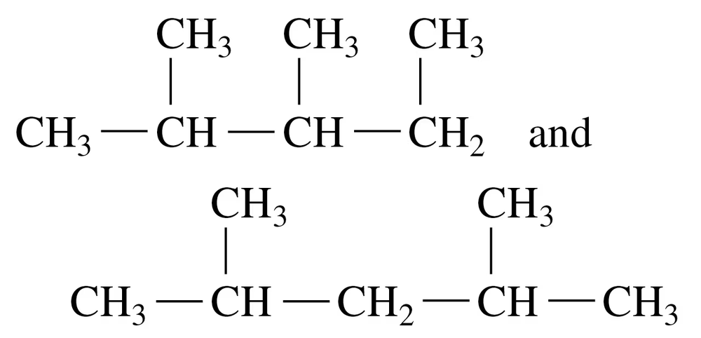 Structural formulas of two hydrocarbon compounds, indicating whether they are isomers or the same molecule.