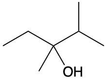 Chemical structure of a tertiary alcohol with an OH group.