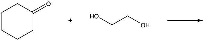 Reaction of a ketone with a dialcohol to form a cyclic ketal.