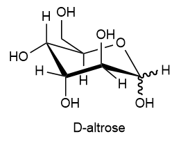 Chemical structure of D-altrose, a monosaccharide.