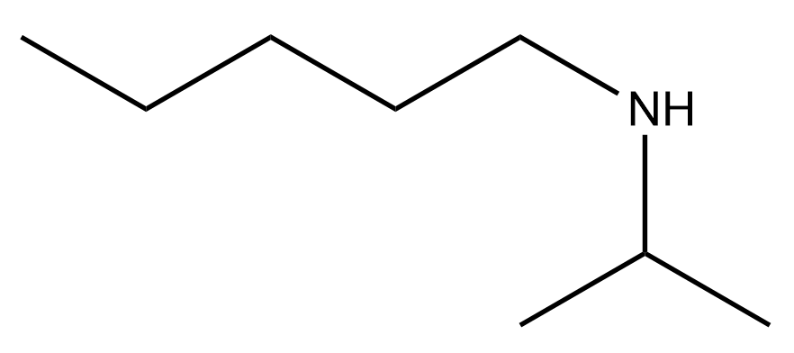 Chemical structure of pentylisopropylamine for naming amines exercise.