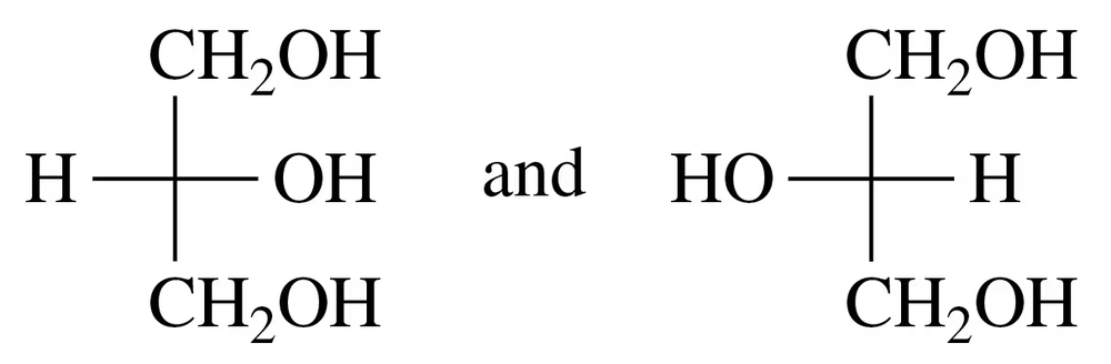 Fischer projections of two compounds labeled as "and" for comparison of enantiomers or identical compounds.