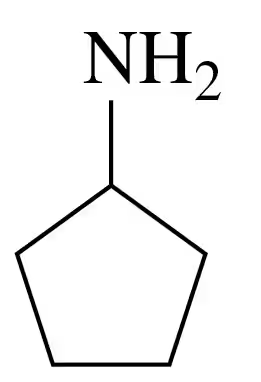 Chemical structure of a pentagon with an amine group (NH2) attached, indicating a primary amine.