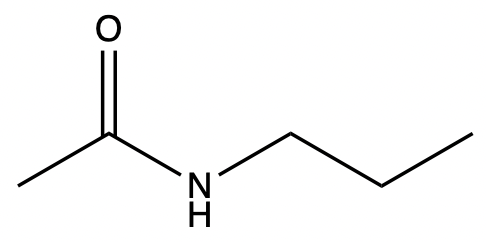 Chemical structure of N-propylmethanamide for naming amides in carboxylic acids course.