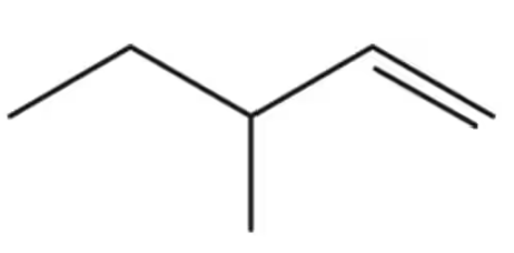 Skeletal formula of an organic compound showing carbon backbone and bonds.