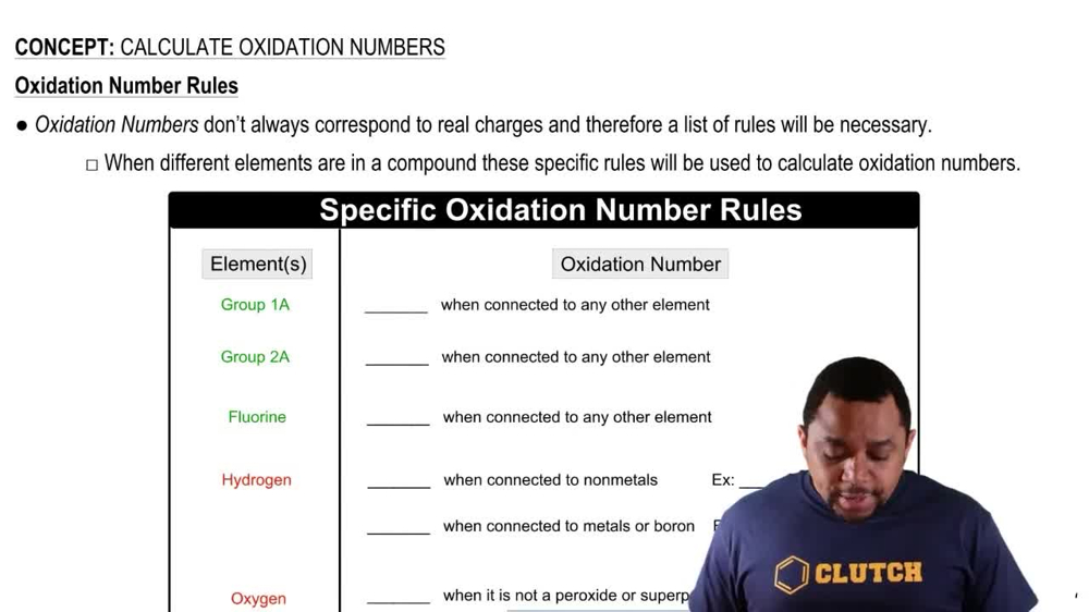 Calculate Oxidation Numbers