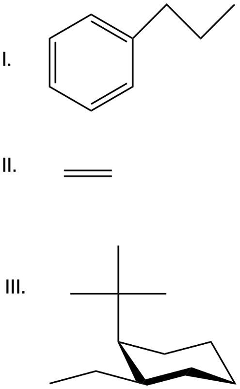 Drawings of hydrocarbons for classification as saturated or unsaturated.