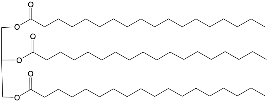 Chemical structures of saponifiable lipids for identifying backbones in triacylglycerol reactions.