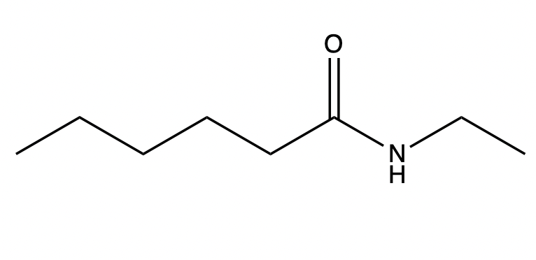 Different structure of 3-ethylhexanamide with a distinct arrangement of the amide group.