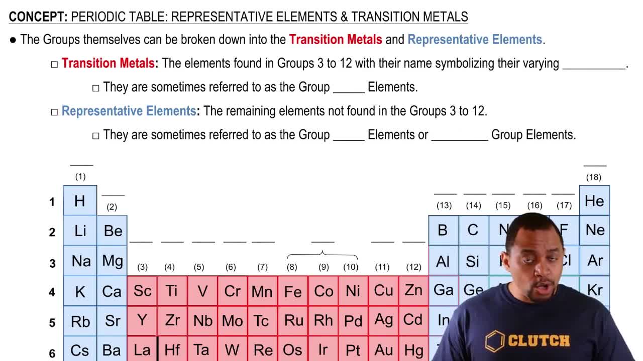 Periodic Table: Representative Elements & Transition Metals