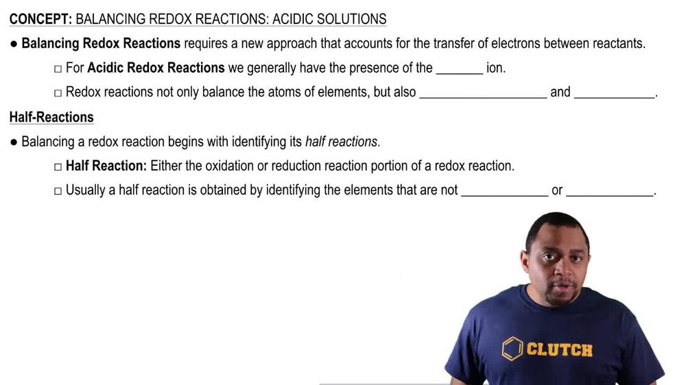 Balancing Redox Reactions: Acidic Solutions
