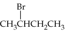 Structural formula of an alkene with a bromine atom attached, indicating a hydrohalogenation reaction.
