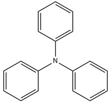 Chemical structure of a tertiary amine with three phenyl groups attached to a nitrogen atom.