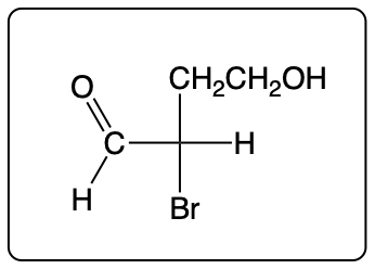 Fischer projection of a carbohydrate with H, OH, and CH2 groups.