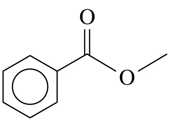 Chemical structure of an ester featuring a benzene ring, carbonyl, and ether functional groups.