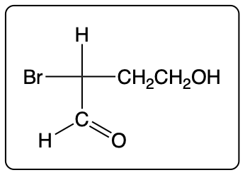 Fischer projection of a carbohydrate with H, OH, and CH2 groups.