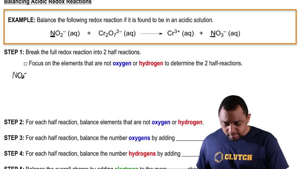 Balancing Redox Reactions: Acidic Solutions Example 2