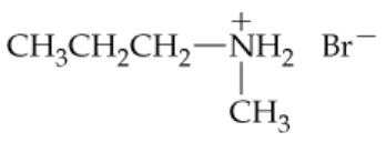 Chemical structure of an ammonium salt with a propyl group and a bromide ion, indicating a tertiary amine.