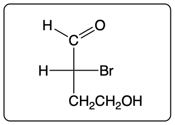 Fischer projection of a carbohydrate with H, OH, and CH2 groups.