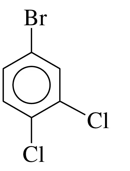 Benzene ring with three substituents: one bromine and two chlorine atoms attached at different positions.