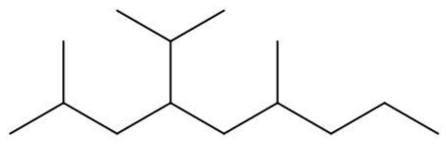 Skeletal structure of a nonane chain with methyl groups at positions 2 and 6 and a propyl group at position 4.