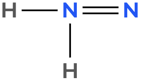 Lewis dot structure of diazene showing single and double bonds between nitrogen and hydrogen atoms.