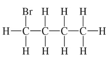 Skeletal structure of a carbon chain with bromine and hydrogen atoms represented.