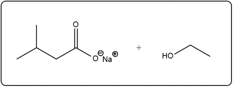 Line-angle structure showing the intermediate product of the ester hydrolysis with Na+ and HO-.
