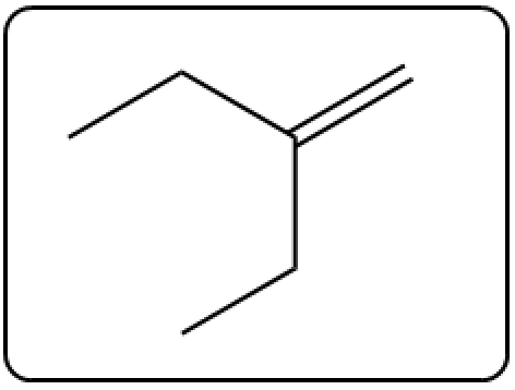 Different alkene product structure formed from the dehydration of the alcohol shown earlier.