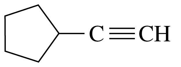 Chemical structure showing a cycloalkene connected to an alkyne with a triple bond between carbon atoms.