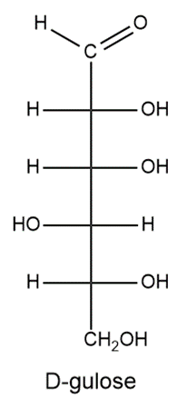 Structure of D-gulose in Fischer projection.