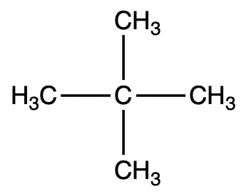 Condensed structural formula H3C-C(CH3)-CH2-CH3 representing a branched alkane.