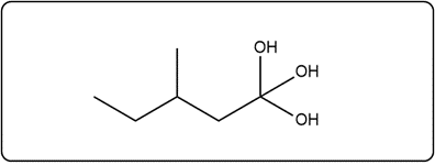Line-angle structure of a carboxylic acid with two hydroxyl groups.