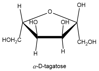 Close-up view of alpha-D-tagatose emphasizing its chemical bonds.