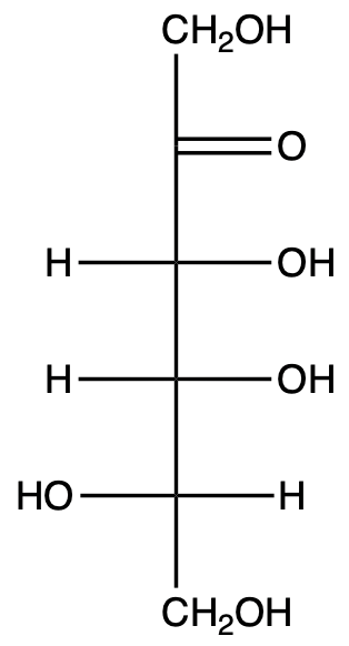 Another proposed Fischer projection for L-fructose, similar to D-fructose.