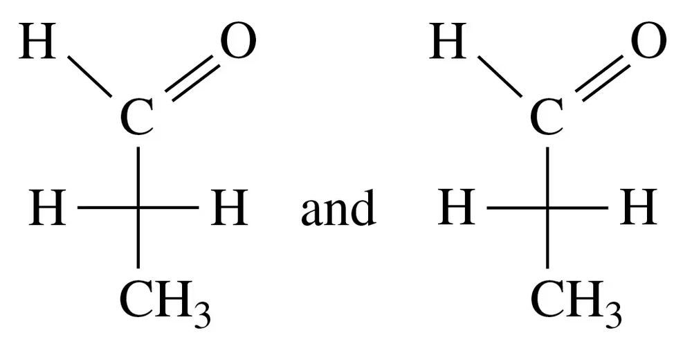 Fischer projections showing two structures with a label indicating their relationship as enantiomers or identical.