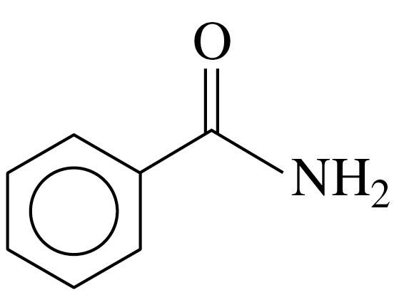 Condensed structural formula of an amide featuring a benzene ring, carbonyl group, and an amine group.