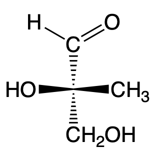 Fischer projection of a carbohydrate with hydroxyl and methyl groups.