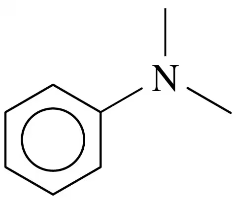 Chemical structure of an amine with a benzene ring and a nitrogen atom, illustrating its classification.