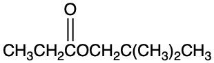 Structure of an ester with carbon chains and functional groups.