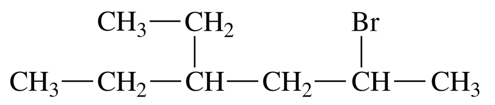 Structural formula of an organic compound with a bromine substituent on a carbon chain.