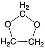 Cyclic acetal structure showing carbon and oxygen atoms.