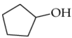 Chemical structure of a cyclopentanol molecule with a hydroxyl group (OH) attached.