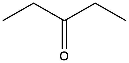 Chemical structure of diethyl ketone, a ketone compound.