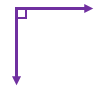 Right angle formed by two perpendicular purple arrows with a square symbol at the vertex.